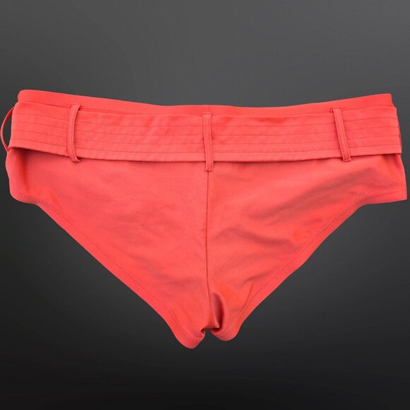 Vintage 90s Y2K Boyshorts Halter Bikini Size 12 Orange Belted Bamboo Buckle - Picture 9 of 10